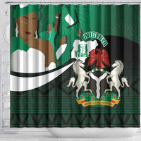 Nigeria Independence Day Shower Curtain Happy 64 Years Of Anniversary African Pattern