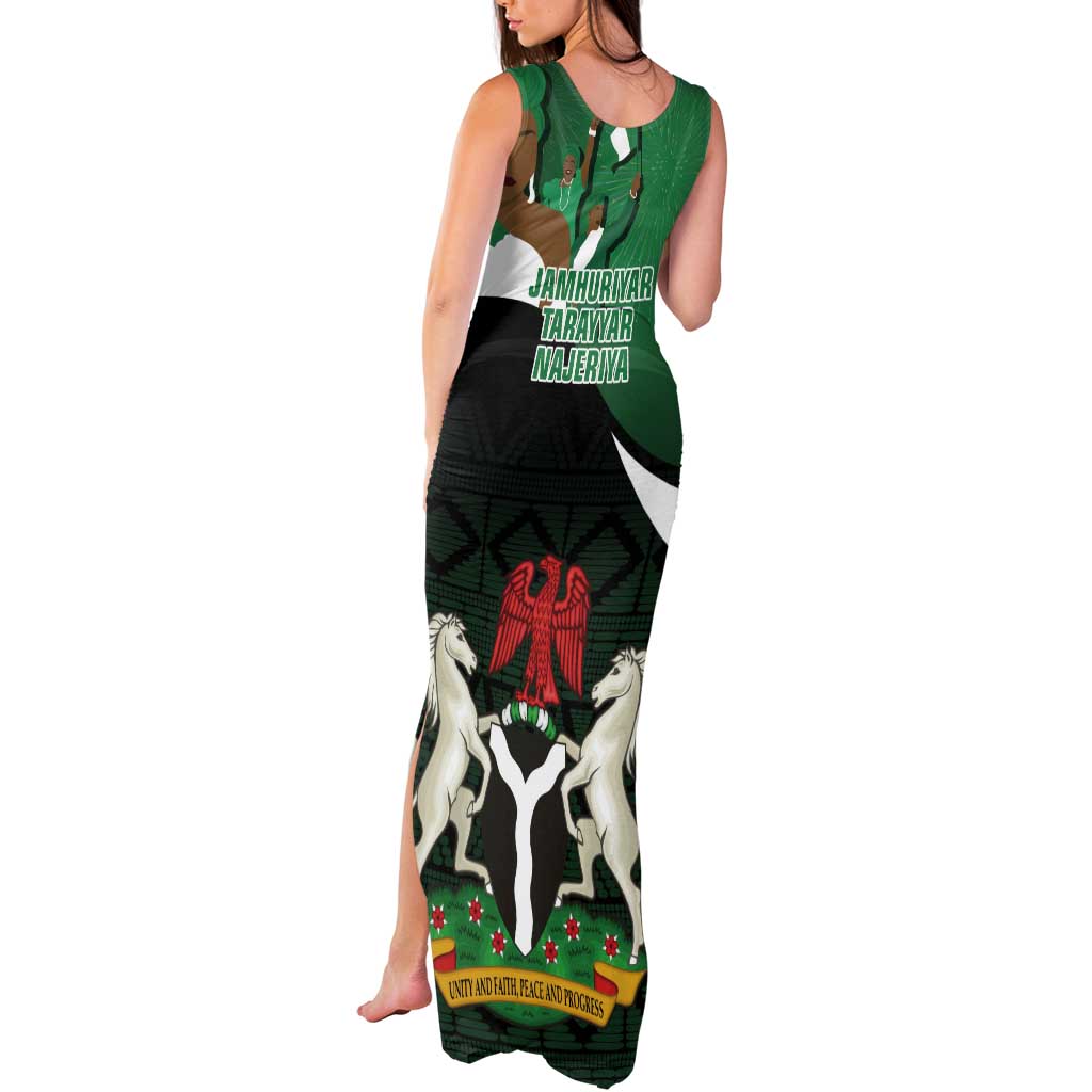 Nigeria Independence Day Tank Maxi Dress Happy 64 Years Of Anniversary African Pattern - Wonder Print Shop