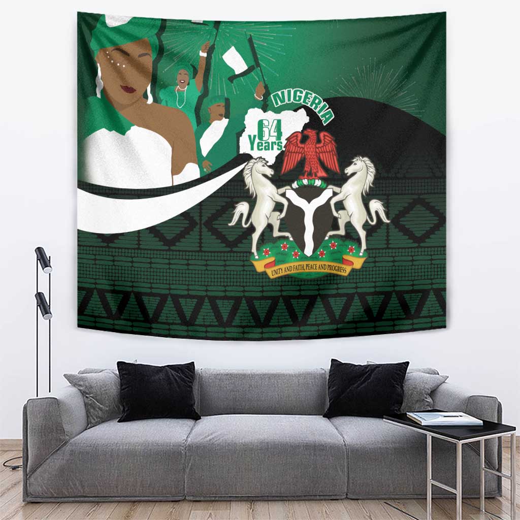Nigeria Independence Day Tapestry Happy 64 Years Of Anniversary African Pattern - Wonder Print Shop