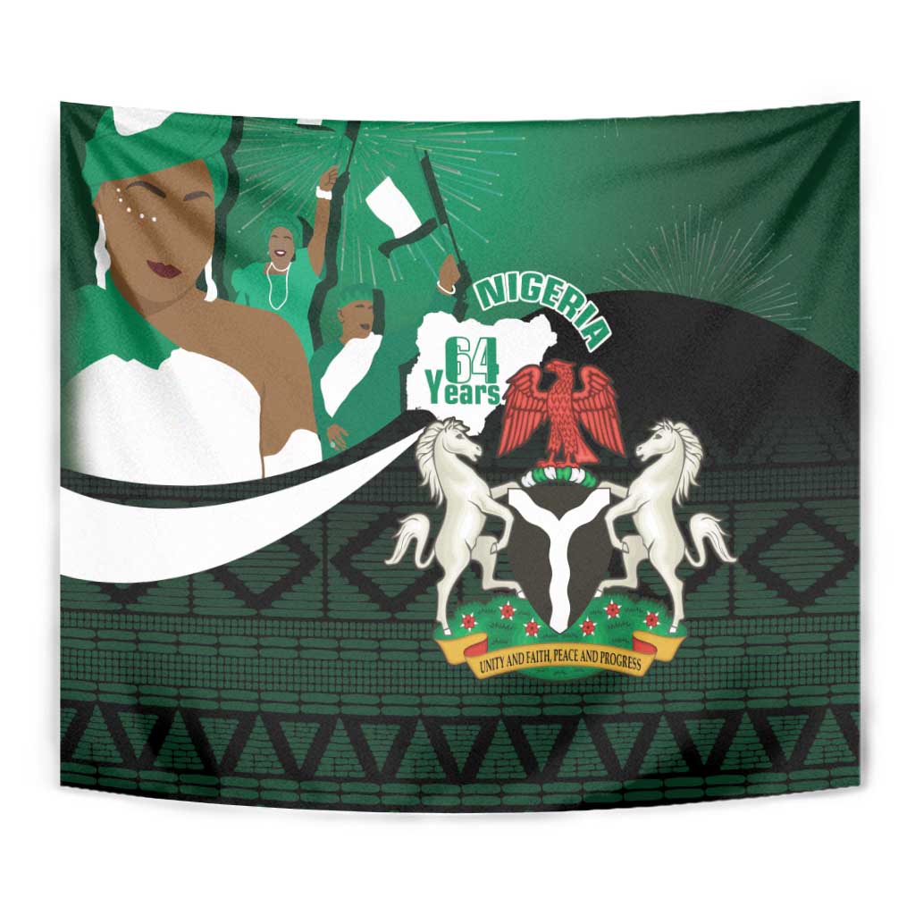 Nigeria Independence Day Tapestry Happy 64 Years Of Anniversary African Pattern - Wonder Print Shop