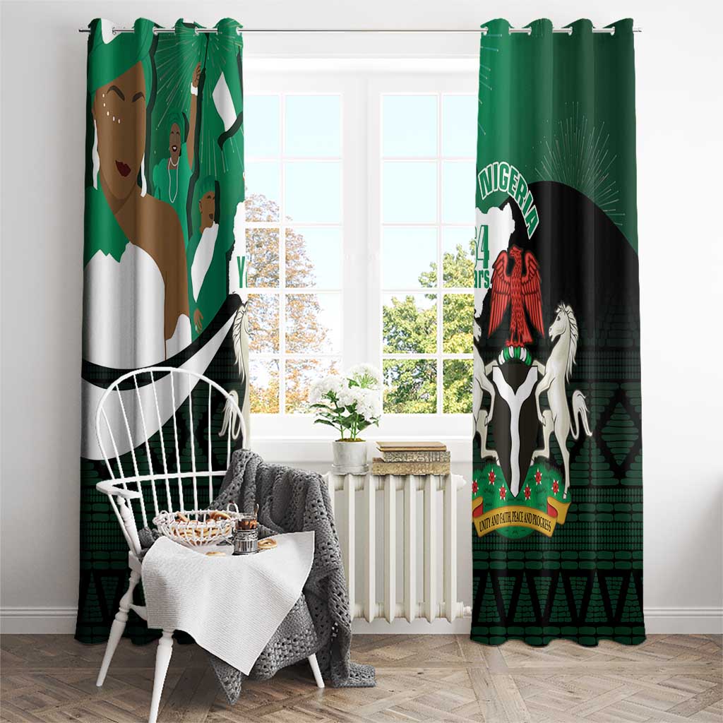 Nigeria Independence Day Window Curtain Happy 64 Years Of Anniversary African Pattern - Wonder Print Shop