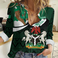 Nigeria Independence Day Women Casual Shirt Happy 64 Years Of Anniversary African Pattern - Wonder Print Shop