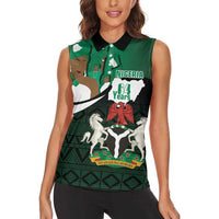 Nigeria Independence Day Women Sleeveless Polo Shirt Happy 64 Years Of Anniversary African Pattern - Wonder Print Shop