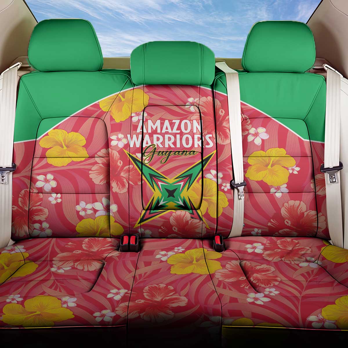 Guyana Cricket Back Car Seat Cover 2025 Go Amazon Warriors Tropical Style - Wonder Print Shop
