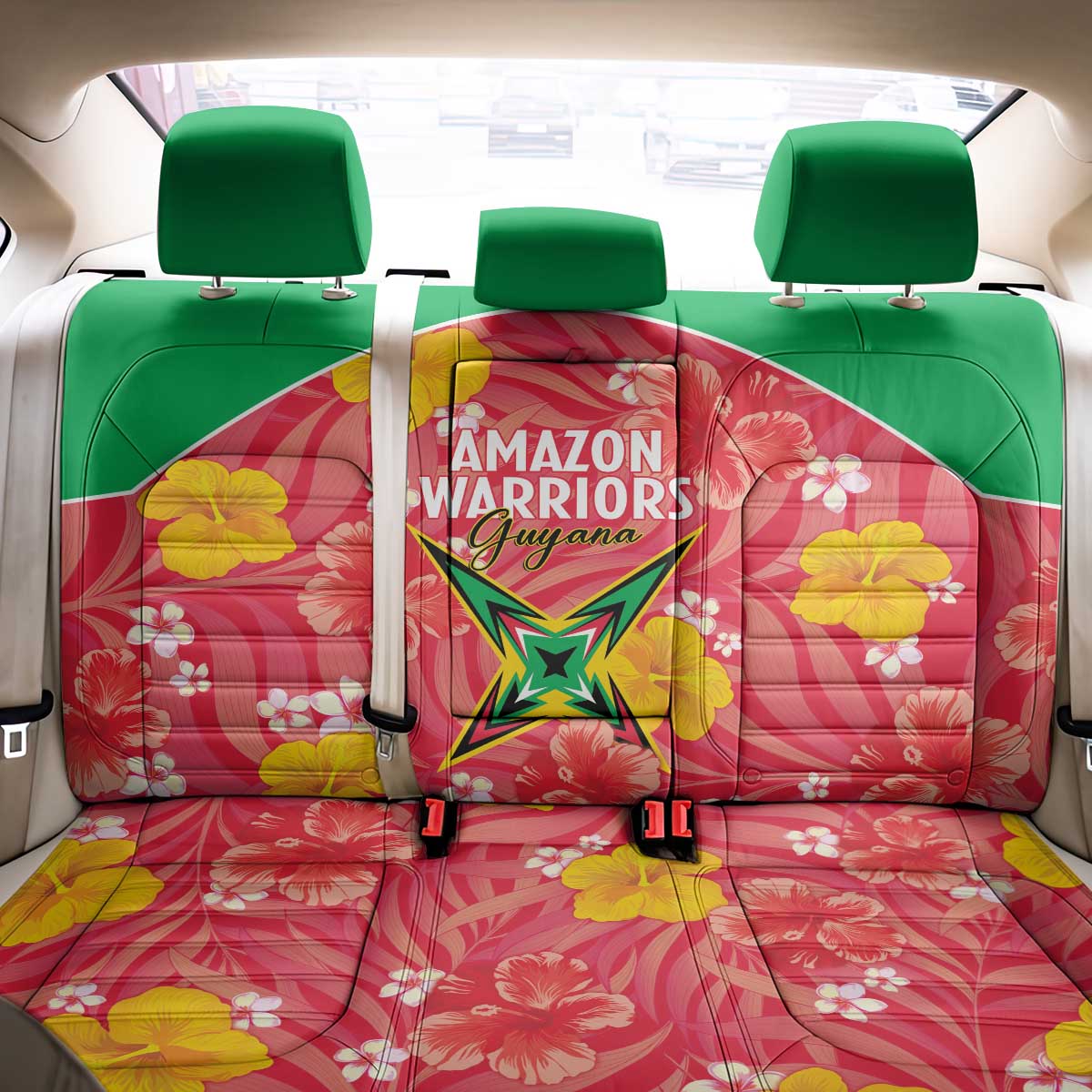Guyana Cricket Back Car Seat Cover 2025 Go Amazon Warriors Tropical Style - Wonder Print Shop