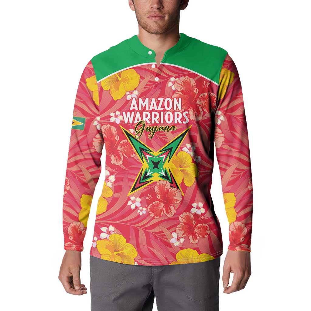 Custom Guyana Cricket Button Sweatshirt 2025 Go Amazon Warriors Tropical Style - Wonder Print Shop