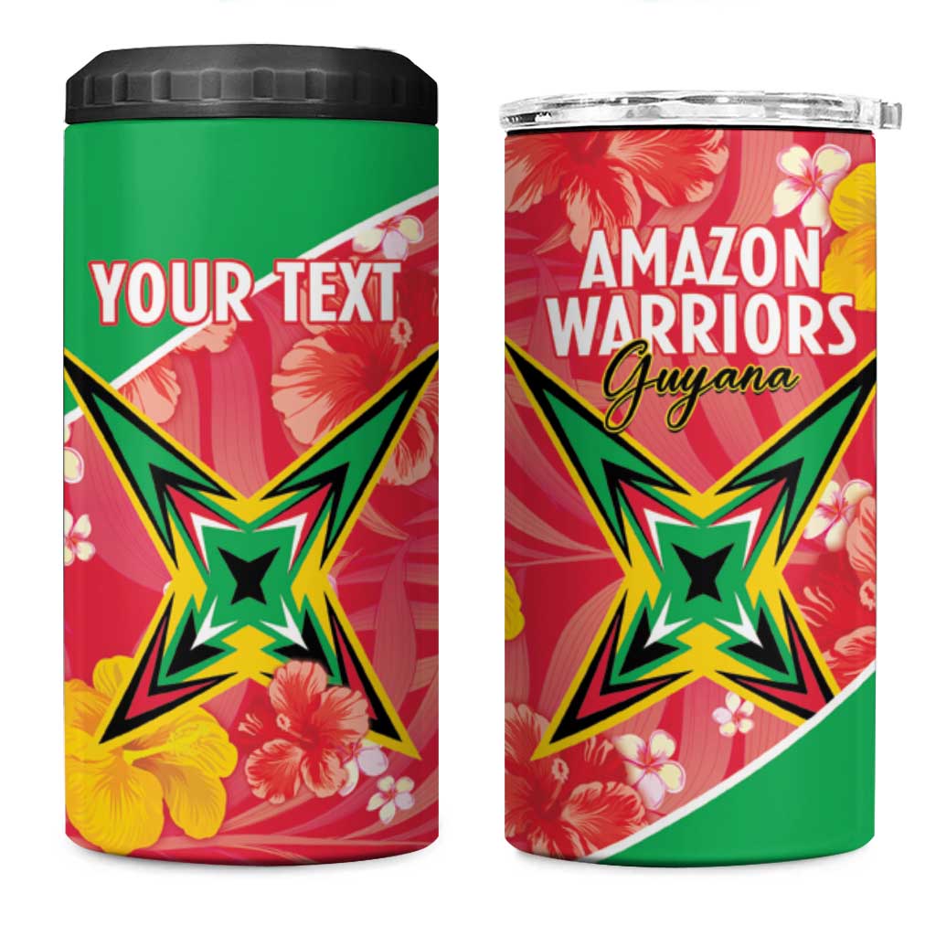 Custom Guyana Cricket 4 in 1 Can Cooler Tumbler 2025 Go Amazon Warriors Tropical Style - Wonder Print Shop