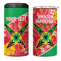 Custom Guyana Cricket 4 in 1 Can Cooler Tumbler 2025 Go Amazon Warriors Tropical Style - Wonder Print Shop