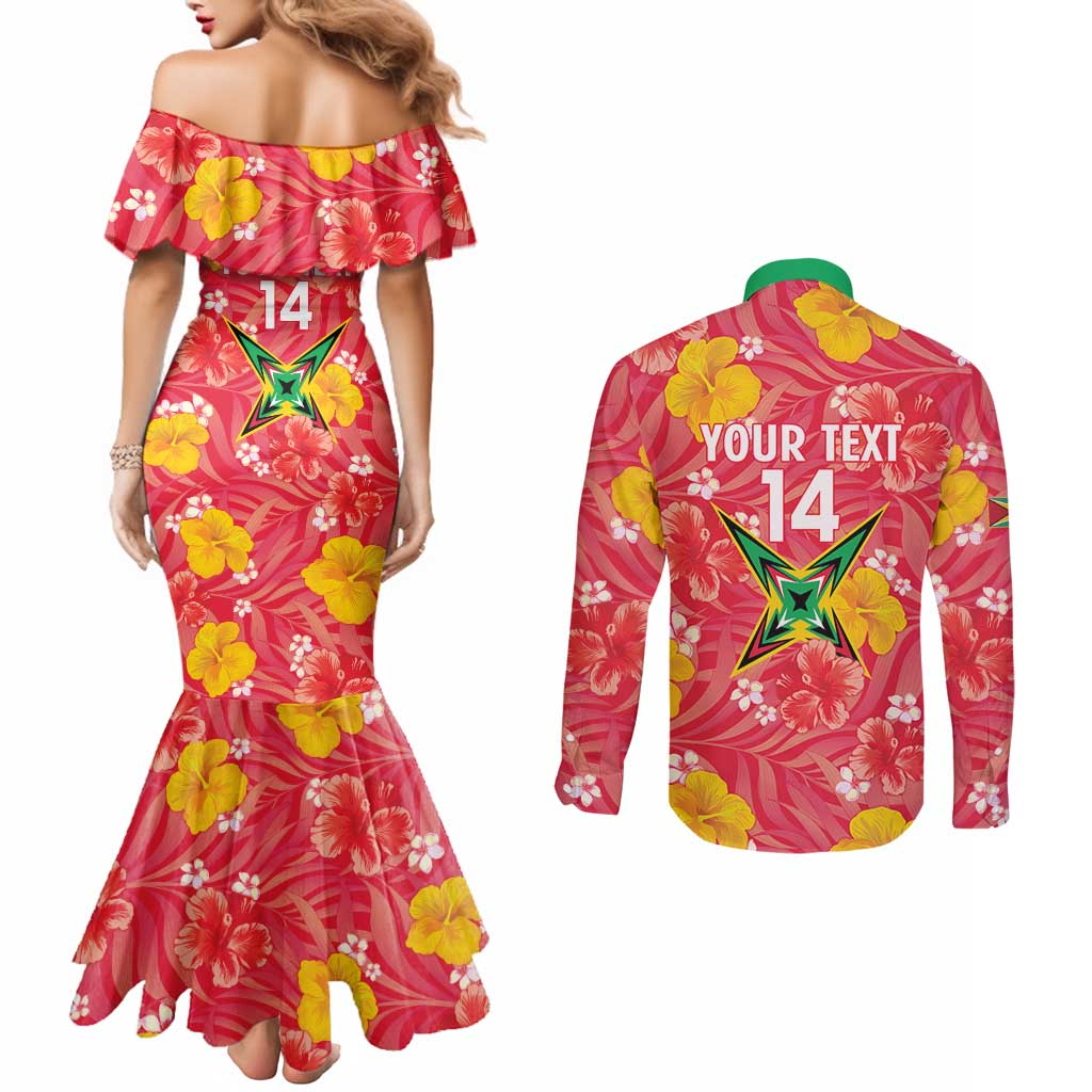 Custom Guyana Cricket Couples Matching Mermaid Dress and Long Sleeve Button Shirt 2025 Go Amazon Warriors Tropical Style - Wonder Print Shop