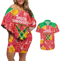 Custom Guyana Cricket Couples Matching Off Shoulder Short Dress and Hawaiian Shirt 2025 Go Amazon Warriors Tropical Style - Wonder Print Shop