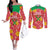 Custom Guyana Cricket Couples Matching Off The Shoulder Long Sleeve Dress and Long Sleeve Button Shirt 2025 Go Amazon Warriors Tropical Style - Wonder Print Shop