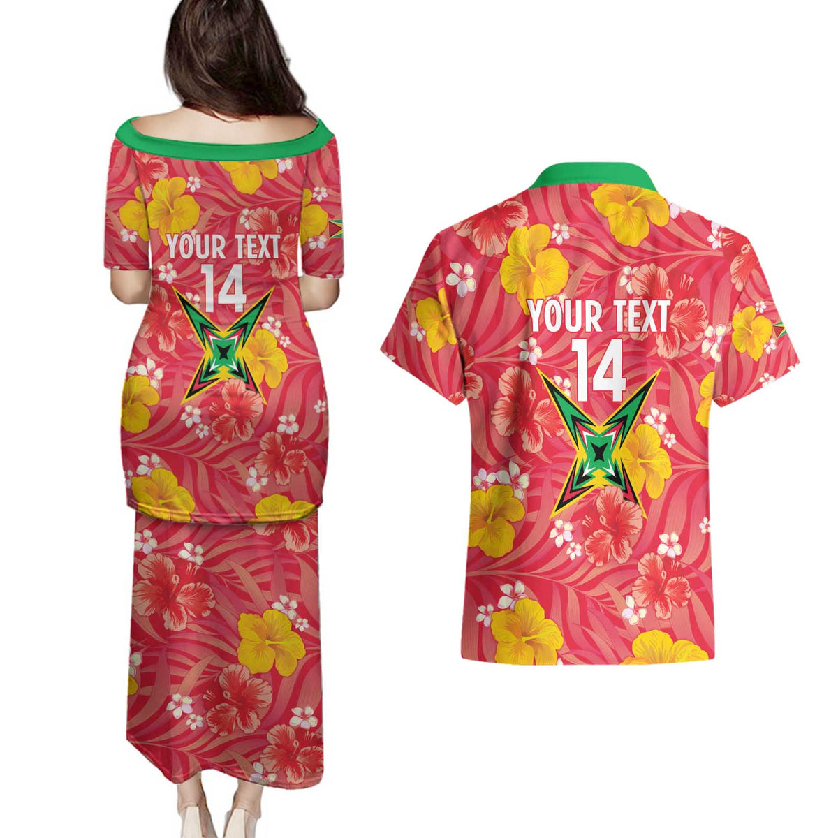 Custom Guyana Cricket Couples Matching Puletasi and Hawaiian Shirt 2025 Go Amazon Warriors Tropical Style - Wonder Print Shop
