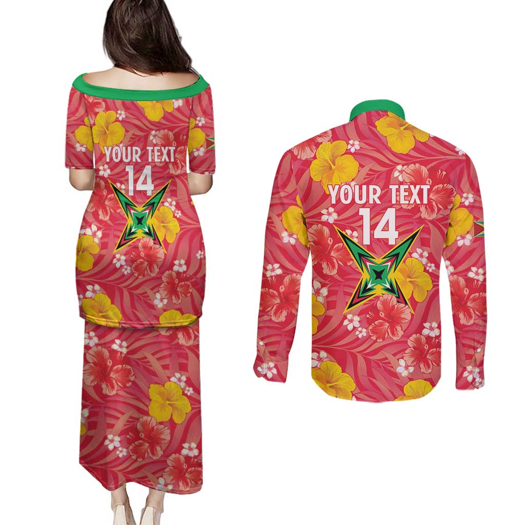 Custom Guyana Cricket Couples Matching Puletasi and Long Sleeve Button Shirt 2025 Go Amazon Warriors Tropical Style - Wonder Print Shop