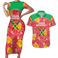 Custom Guyana Cricket Couples Matching Short Sleeve Bodycon Dress and Hawaiian Shirt 2025 Go Amazon Warriors Tropical Style - Wonder Print Shop