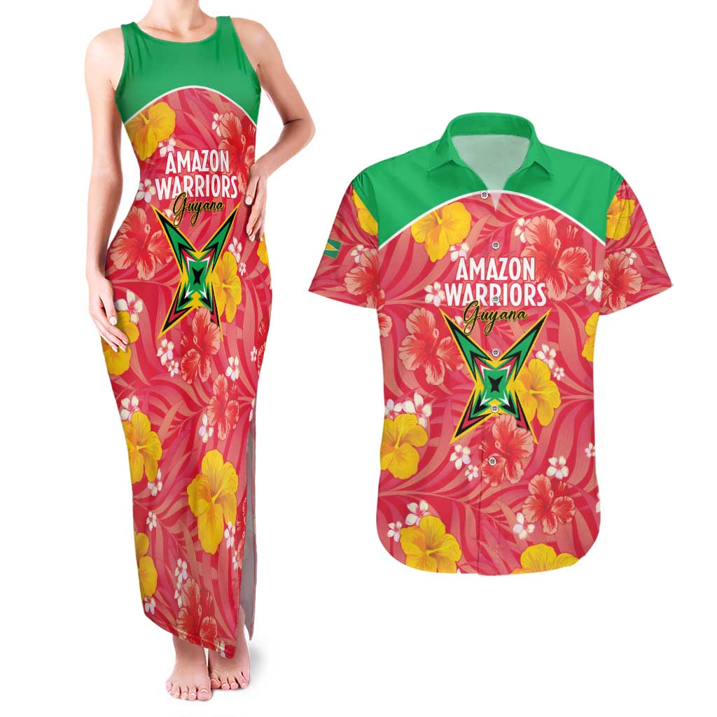 Custom Guyana Cricket Couples Matching Tank Maxi Dress and Hawaiian Shirt 2025 Go Amazon Warriors Tropical Style - Wonder Print Shop