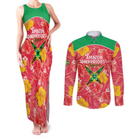 Custom Guyana Cricket Couples Matching Tank Maxi Dress and Long Sleeve Button Shirt 2025 Go Amazon Warriors Tropical Style - Wonder Print Shop