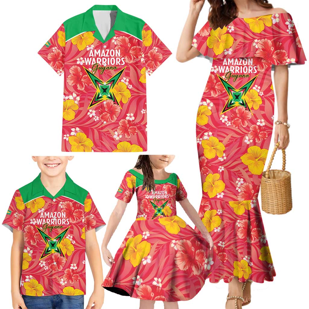 Custom Guyana Cricket Family Matching Mermaid Dress and Hawaiian Shirt 2025 Go Amazon Warriors Tropical Style - Wonder Print Shop