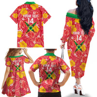 Custom Guyana Cricket Family Matching Off The Shoulder Long Sleeve Dress and Hawaiian Shirt 2025 Go Amazon Warriors Tropical Style - Wonder Print Shop