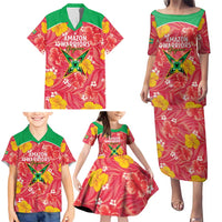 Custom Guyana Cricket Family Matching Puletasi and Hawaiian Shirt 2025 Go Amazon Warriors Tropical Style - Wonder Print Shop