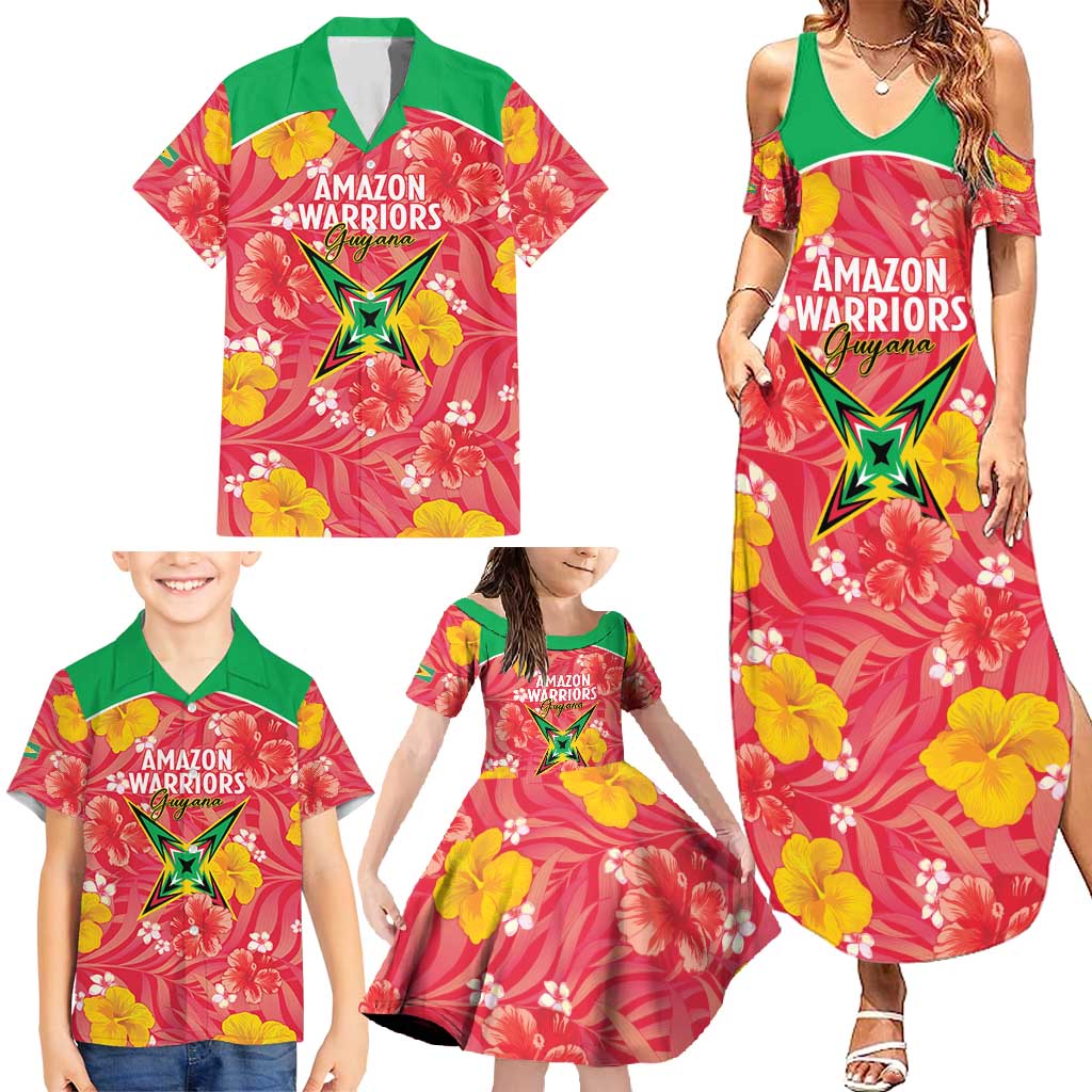 Custom Guyana Cricket Family Matching Summer Maxi Dress and Hawaiian Shirt 2025 Go Amazon Warriors Tropical Style - Wonder Print Shop