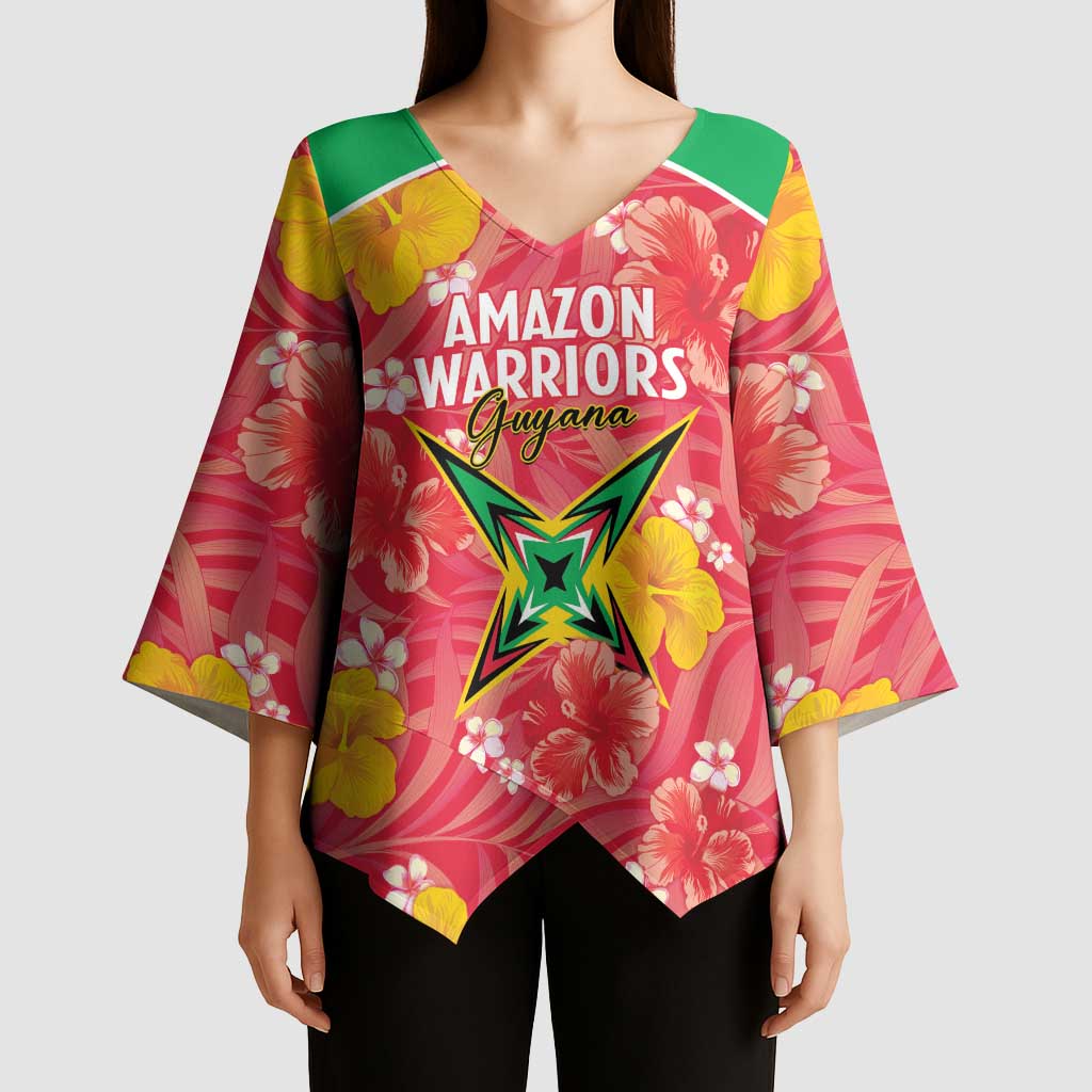 Custom Guyana Cricket Kimono Sleeve Blouse 2025 Go Amazon Warriors Tropical Style - Wonder Print Shop