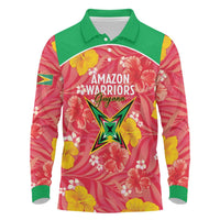 Custom Guyana Cricket Long Sleeve Polo Shirt 2025 Go Amazon Warriors Tropical Style - Wonder Print Shop