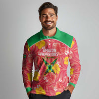 Custom Guyana Cricket Long Sleeve Polo Shirt 2025 Go Amazon Warriors Tropical Style - Wonder Print Shop