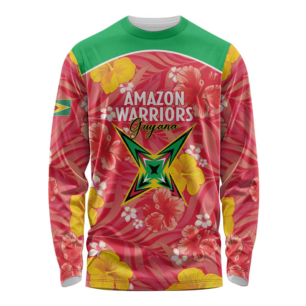 Custom Guyana Cricket Long Sleeve Shirt 2025 Go Amazon Warriors Tropical Style - Wonder Print Shop