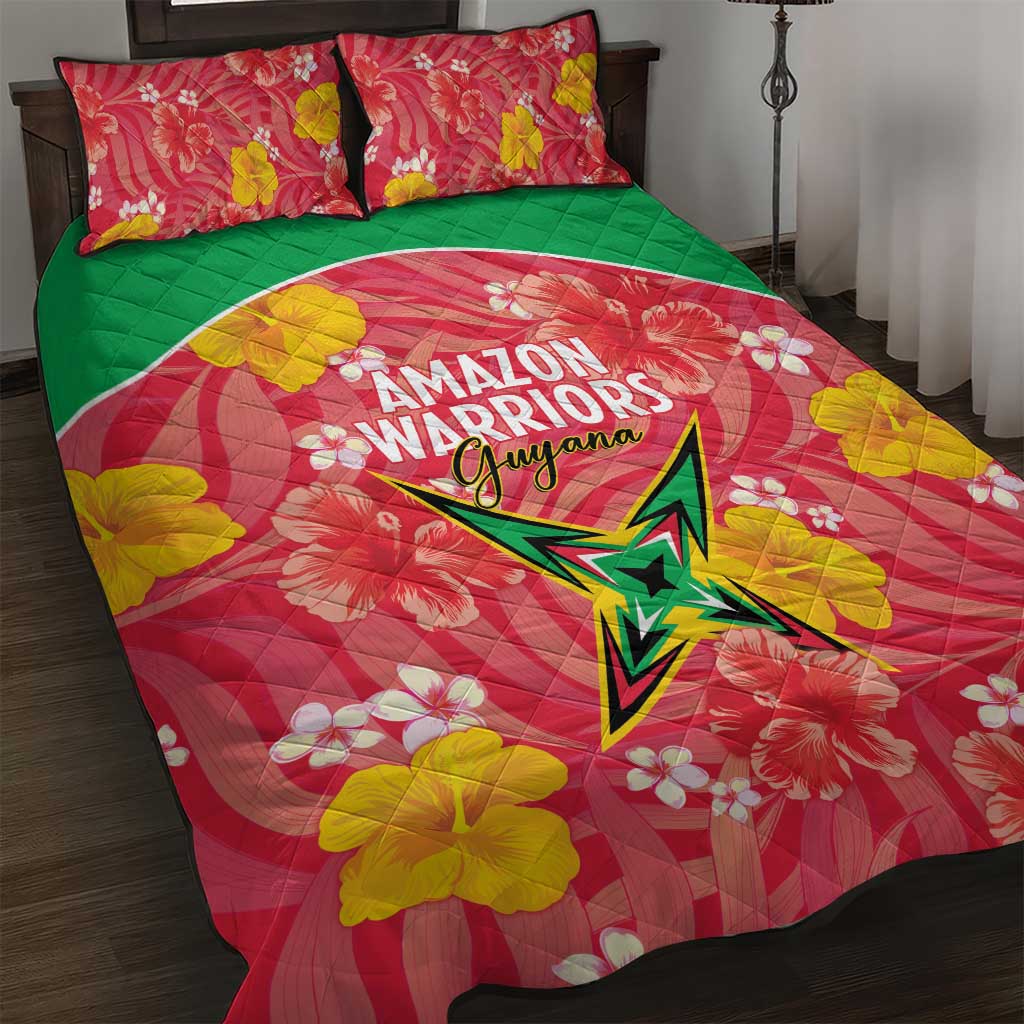 Guyana Cricket Quilt Bed Set 2025 Go Amazon Warriors Tropical Style - Wonder Print Shop