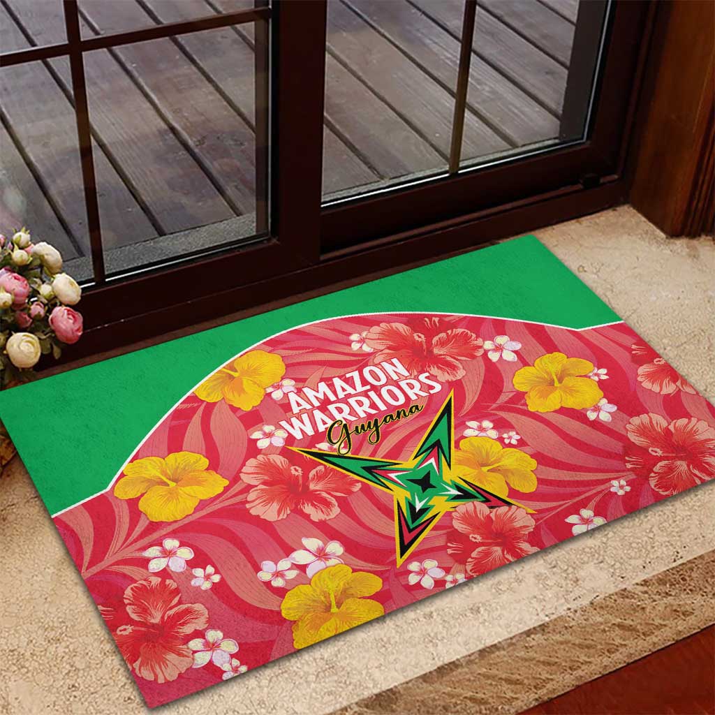Guyana Cricket Rubber Doormat 2025 Go Amazon Warriors Tropical Style - Wonder Print Shop