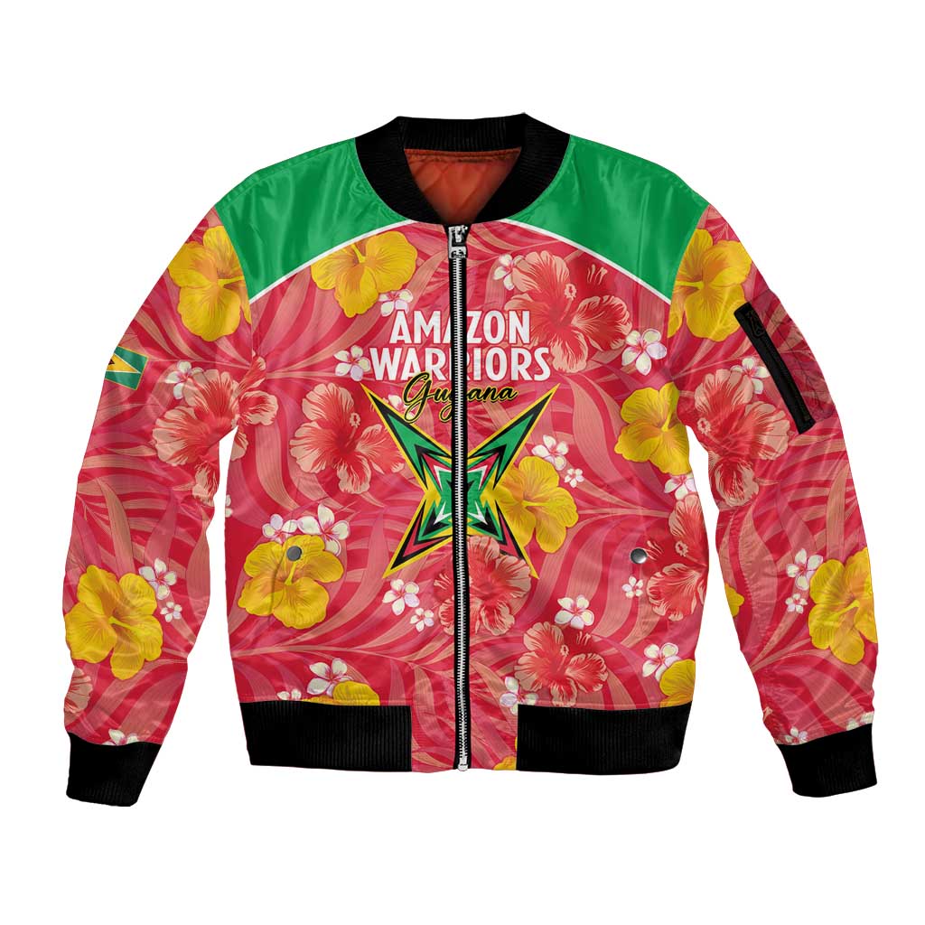Custom Guyana Cricket Sleeve Zip Bomber Jacket 2025 Go Amazon Warriors Tropical Style - Wonder Print Shop