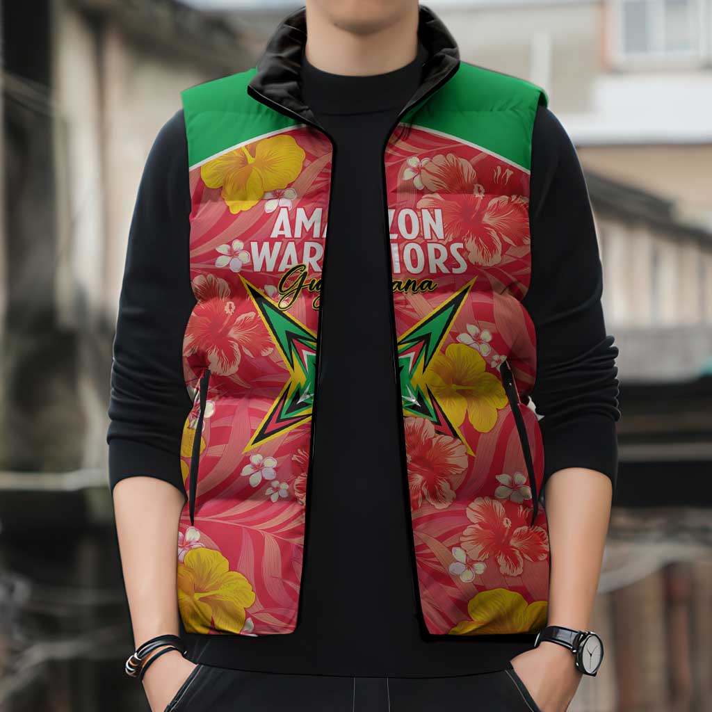 Custom Guyana Cricket Sleeveless Puffer Jacket 2025 Go Amazon Warriors Tropical Style - Wonder Print Shop