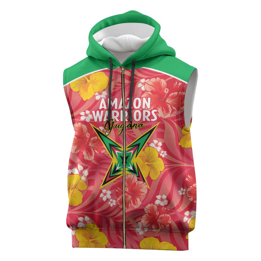 Custom Guyana Cricket Sleeveless Zip Hoodie 2025 Go Amazon Warriors Tropical Style - Wonder Print Shop