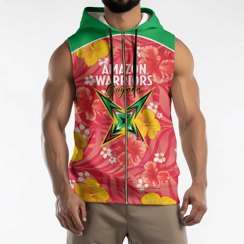 Custom Guyana Cricket Sleeveless Zip Hoodie 2025 Go Amazon Warriors Tropical Style - Wonder Print Shop
