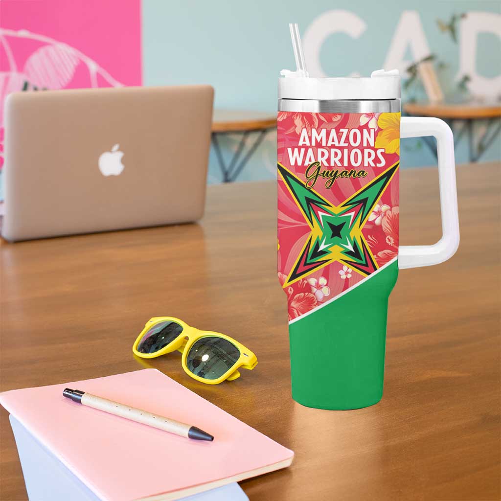Custom Guyana Cricket Tumbler With Handle 2025 Go Amazon Warriors Tropical Style - Wonder Print Shop