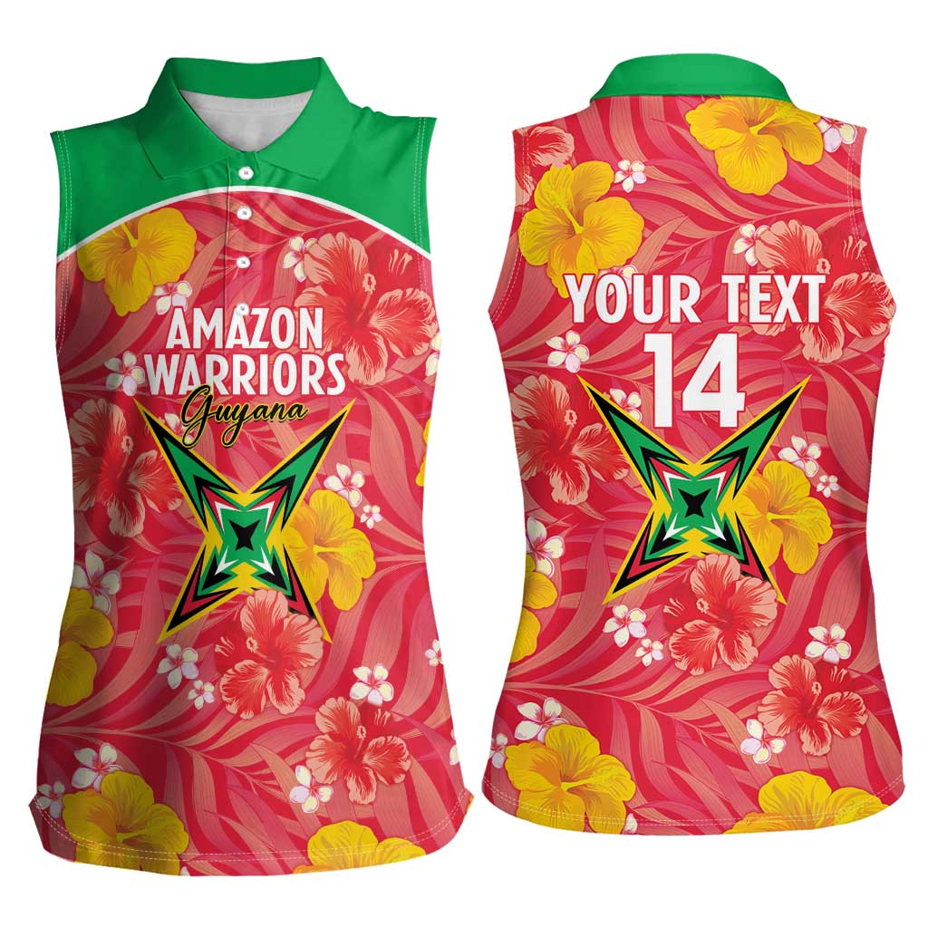 Custom Guyana Cricket Women Sleeveless Polo Shirt 2025 Go Amazon Warriors Tropical Style - Wonder Print Shop