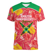 Custom Guyana Cricket Women V-Neck T-Shirt 2025 Go Amazon Warriors Tropical Style - Wonder Print Shop