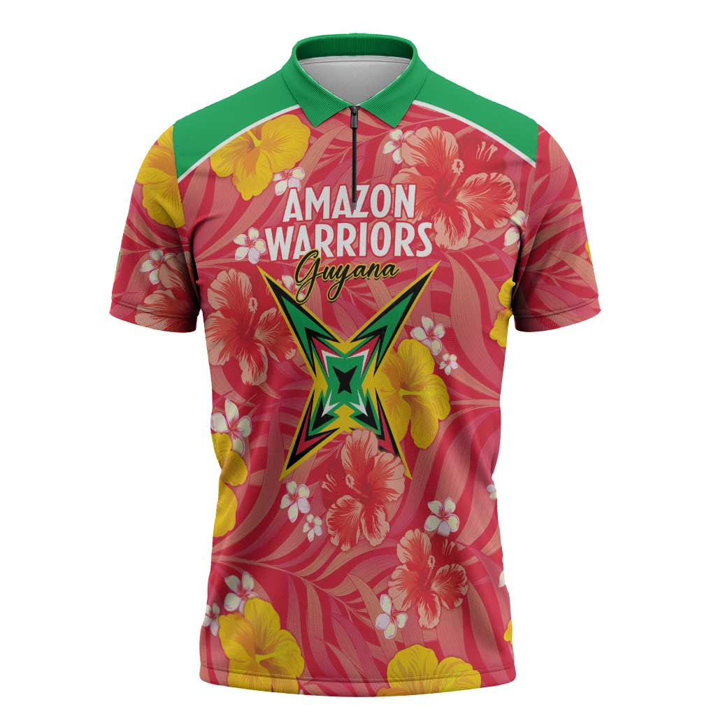 Custom Guyana Cricket Zipper Polo Shirt 2025 Go Amazon Warriors Tropical Style - Wonder Print Shop