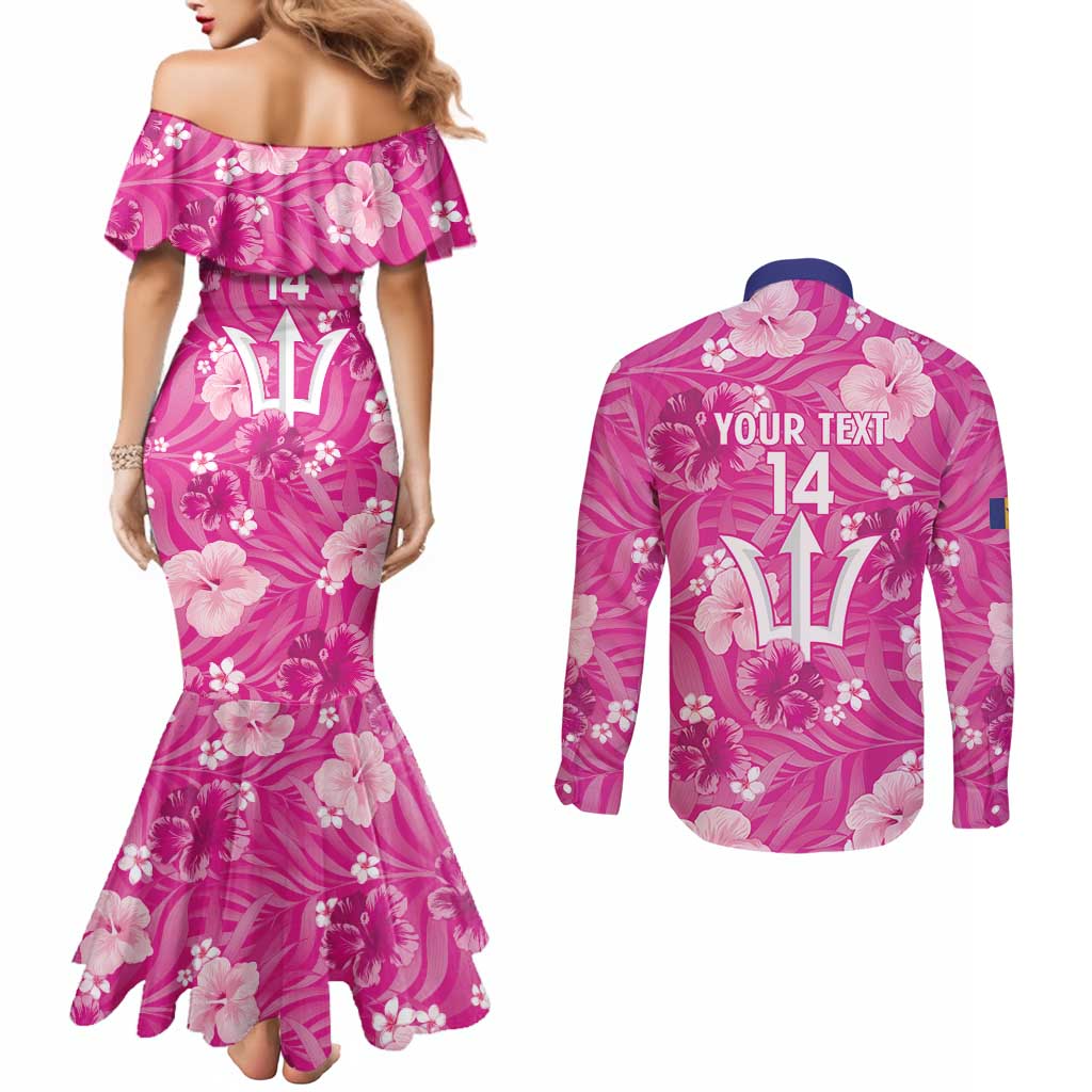 Custom Barbados Royals Cricket Couples Matching Mermaid Dress and Long Sleeve Button Shirt 2025 Go Tridents Tropical Style - Wonder Print Shop
