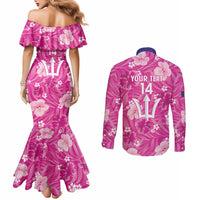 Custom Barbados Royals Cricket Couples Matching Mermaid Dress and Long Sleeve Button Shirt 2025 Go Tridents Tropical Style - Wonder Print Shop