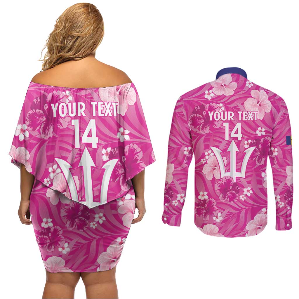 Custom Barbados Royals Cricket Couples Matching Off Shoulder Short Dress and Long Sleeve Button Shirt 2025 Go Tridents Tropical Style - Wonder Print Shop