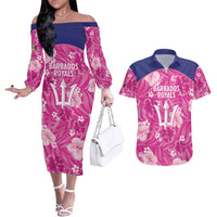 Custom Barbados Royals Cricket Couples Matching Off The Shoulder Long Sleeve Dress and Hawaiian Shirt 2025 Go Tridents Tropical Style - Wonder Print Shop