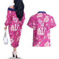 Custom Barbados Royals Cricket Couples Matching Off The Shoulder Long Sleeve Dress and Hawaiian Shirt 2025 Go Tridents Tropical Style - Wonder Print Shop