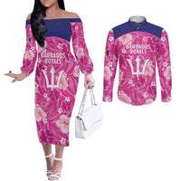 Custom Barbados Royals Cricket Couples Matching Off The Shoulder Long Sleeve Dress and Long Sleeve Button Shirt 2025 Go Tridents Tropical Style - Wonder Print Shop