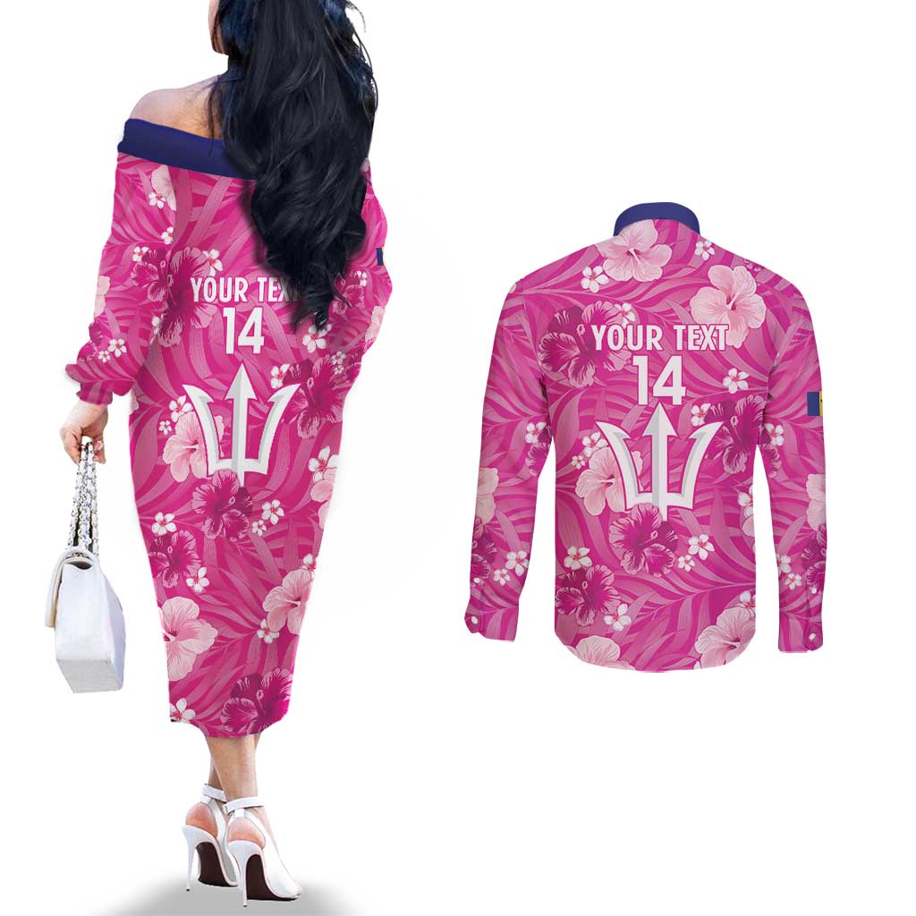 Custom Barbados Royals Cricket Couples Matching Off The Shoulder Long Sleeve Dress and Long Sleeve Button Shirt 2025 Go Tridents Tropical Style - Wonder Print Shop