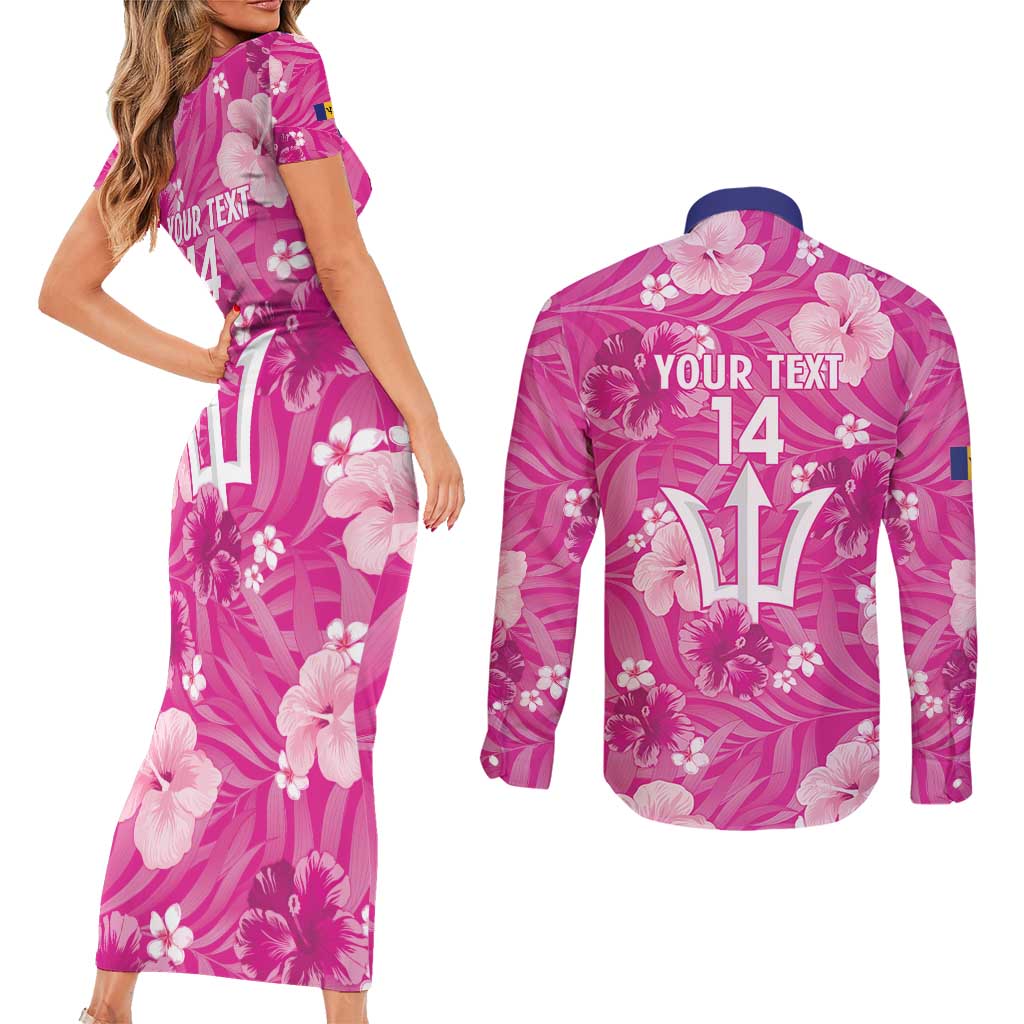 Custom Barbados Royals Cricket Couples Matching Short Sleeve Bodycon Dress and Long Sleeve Button Shirt 2025 Go Tridents Tropical Style - Wonder Print Shop