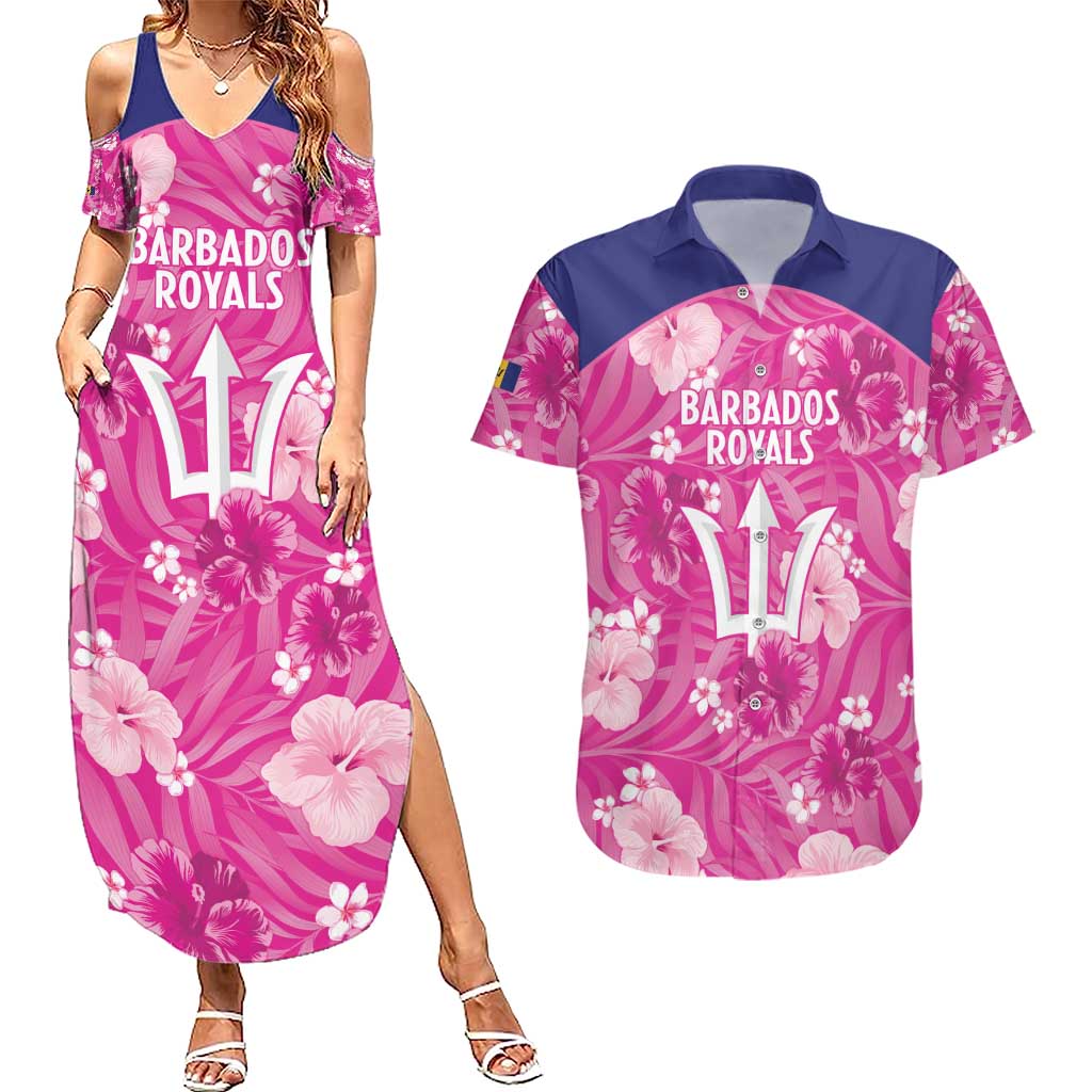 Custom Barbados Royals Cricket Couples Matching Summer Maxi Dress and Hawaiian Shirt 2025 Go Tridents Tropical Style - Wonder Print Shop