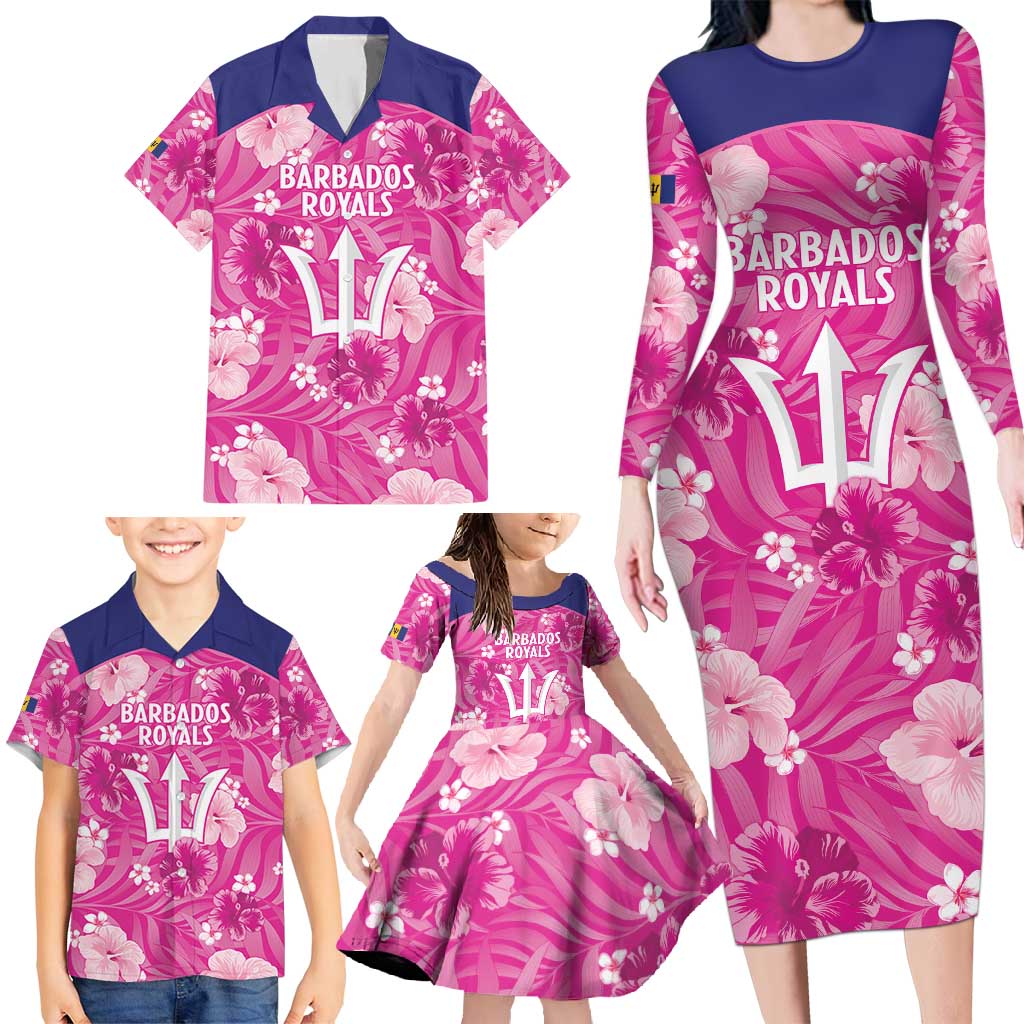 Custom Barbados Royals Cricket Family Matching Long Sleeve Bodycon Dress and Hawaiian Shirt 2025 Go Tridents Tropical Style - Wonder Print Shop