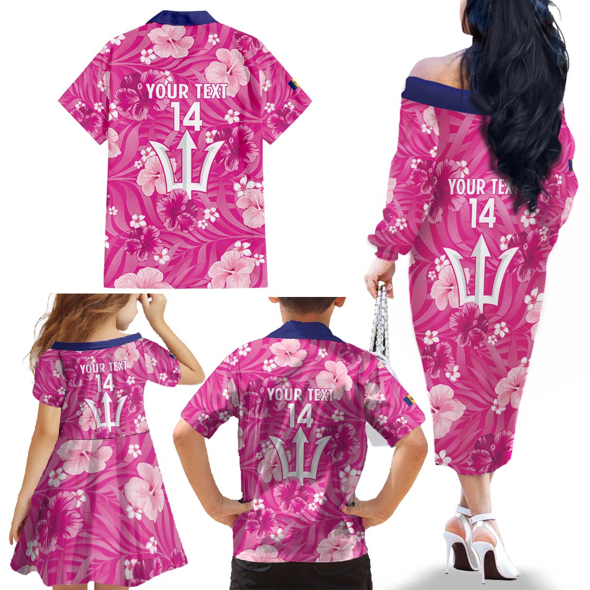 Custom Barbados Royals Cricket Family Matching Off The Shoulder Long Sleeve Dress and Hawaiian Shirt 2025 Go Tridents Tropical Style - Wonder Print Shop