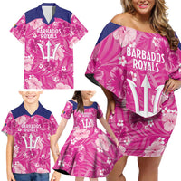 Custom Barbados Royals Cricket Family Matching Off Shoulder Short Dress and Hawaiian Shirt 2025 Go Tridents Tropical Style - Wonder Print Shop